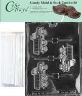 Cybrtrayd 45St50-J070 Dump Truck Lolly Chocolate Candy Mold with 50 Cybrtrayd 4.5" Lollipop Sticks