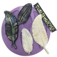Funshowcase 4 Cavities Feather Pattern Silicone Cake Decorating Mold for Sugarcraft, Chocolate, Fondant, Resin... N3