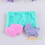 Sher Car And Baby Carriages Fondant Cake Chocolate Silicone Molds,Decoration Tools Bakeware N6