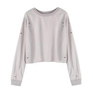 Women's Pullover,Laimeng Cotton Blend Sweatshirt Jumper Sweater Crop Top Coat Sports Knitted Pullover Tops (M,... N5
