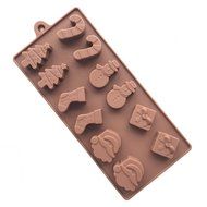 Cherryard Christmas Theme Silicone Chocolate Candy Mold, Christmas Trees/Stockings/Santa Claus/snowman/Gift Box...