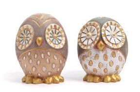 Terra Cotta Owl Figures Set of 2