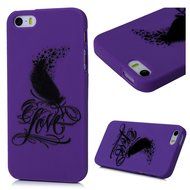 iPhone SE Case,iPhone 5S Case,iPhone 5 Case - Cute Black Feather Love Hearts Series Shockproof Flexible Soft TPU... N23