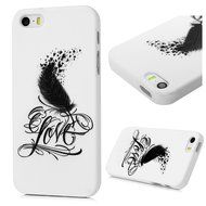 iPhone SE Case,iPhone 5S Case,iPhone 5 Case - Cute Black Feather Love Hearts Series Shockproof Flexible Soft TPU... N27