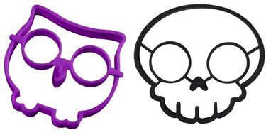 HomeyHouse&reg; Kitchen Cooking Tools Silicone Fried Egg Mold Ring, Purple Owl Shaped Egg Ring &amp; Black Skull Shaped...
