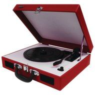 Jensen JTA-410-R Red Portable 3-Speed Turntable +Built-In Speakers Consumer Electronics