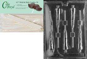 Cybrtrayd Carrot Lolly Easter Chocolate Candy Mold with 50 4.5-Inch Lollipop Sticks