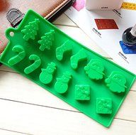 Yunko W0774 12-cavities Christmas Santa Christmas Tree Gift Silicone Baking Mold Bakeware