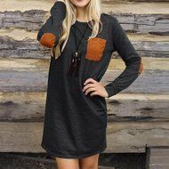 Mini Dress,Morecome Womens Long Sleeve Casual Loose Short Mini Dress (S, Dark Gray) N6