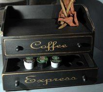 Coffee Cupboard - K Cup Storage - Country Rustic