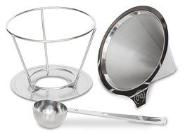 Pour Over Coffee Dripper with FREE Scoop and eBook Brewing Guide by Grand Central Coffee Co. - Stainless Steel... N8
