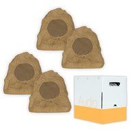 Theater Solutions 4R4S Outdoor Sandstone Rock 4 Speaker Set with Wire for Deck Pool Spa Patio Garden