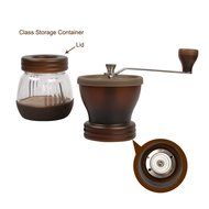 RC Mini Hand-Crank Coffee Bean Grinder Manual Coffee Grinding Mill 120g With Brush &amp; Lid - Brown N7