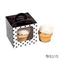 Black Polka Dot Cupcake Boxes (12 Pc)