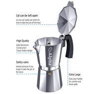 Alpha Coffee Moka Pot. 6 Cup Stovetop Espresso Maker. Italian Design Premium Aluminum Commercial Grade Coffee... N3