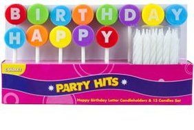 Rainbow Happy Birthday Cake Decoration Topper Pinks with Candles