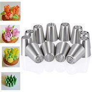 DDbest Russian Piping Tips 18 Pcs/SET - 17 Russian Tips+1 Tri-color Coupler - 304 Stainless Steel Large Size Icing... N6