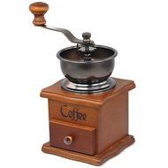 Hotkey Manual Vintage Bronze Coffee Grinder Household Retro Wood Delicate Coffee Mill with Procelain,Durable Hand... N4