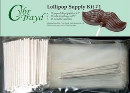 Cybrtrayd 45StK25S 4.5-Inch Lollipop Supply Bundle, Includes 25 4.5-Inch Lollipop Sticks, 25 Silver Twist Ties...