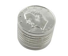 Kobwa(TM) 3 Layer Dollar Splice Tobacoo Herb Grinder with Pollen Catcher (Silver) with Kobwa's Keyring