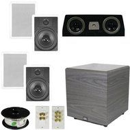 Theater Solutions 5.1 Home Theater 8" In Wall Speaker Set with Center, 12" Powered Sub and More TS80WC51SET6