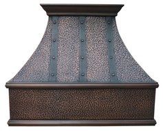 Copper Best H7 362130HT Copper Stove Vent Hood with Decorative Stripes and Rivets Liner and Internal Motor Included