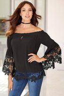 Hot Sale,Laimeng Milk Silk Womens Long Sleeve Shirt Casual Lace Blouse Loose Cotton Tops T Shirt (L, Black) N4