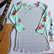 Pullover Blouse,Morecome Womens Ladies Floral Stripe Printing Round Neck Tops N5