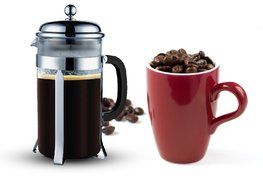 Bruntmor KRATER French Press W/ Heat Resistant Glass Carafe &amp; Stainless Steel Double Screen Plunger Perfect Coffee... N8