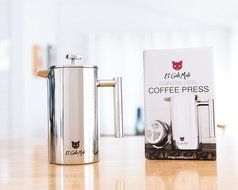 Premium Stainless Steel French Press With Lustrous Shine Polish - El Gato Malo Coffee &amp; Tea Maker - 34oz / 1L N8