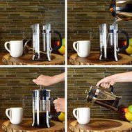 Zestkit French Press Coffee Tea Makers, 1 Liter 34 oz, Heat Resistant Glass and Stainless Steel, Black/Silver N7