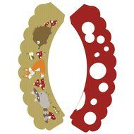 Woodland Animal Cupcake Wrappers, Red and White Polka Dot, Camping Theme, Confetti Couture Party Supplies, 36 N8