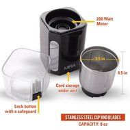 MIRA Electric Spice and Coffee Grinder, Stainless Steel Blades, Removable Cup, Cleaning Brush N2