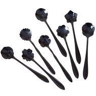 CHICHIC 8 Pcs Stainless Steel Tableware Creative Flower Coffee Spoon, Stirring Spoon, Sugar Spoon, Stir Bar Spoon... N16