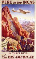 PERU INDIANS INCAS PAN AMERICAN AIRPLANE TRAVEL VINTAGE POSTER REPRO