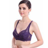PHOTNO Women Push Up Deep V Ultrathin Underwire Lace Brassiere Bra N23