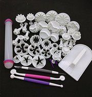 HOSL Cake Tools 41PCS Flower Fondant Cake Sugarcraft Decorating Kit Cookie Mould Icing Plunger Cutter Tool