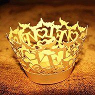 WINOMO 50pcs Cupcakes Cases Love Hollow Out Paper Cake Wrappers Muffin Cases Baking Cup Case Wedding Party Decor... N6