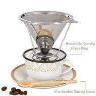 Chephon Paperless Pour Over Coffee Dripper - Stainless Steel Reusable Clever Coffee Filter Cone with Base Holder... N5