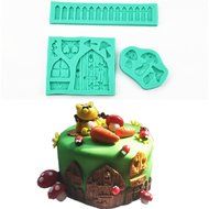 TANGCHU Fairy Garden Gnome Home Fence Door Window Mushroom Silicone Cake Fondant Chocolate Molds Decoration Tools N5