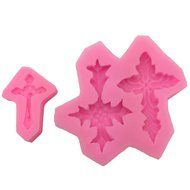 Okallo Products Set of 2 Cross Molds for Candy Cake Decorations - Silicone Crucifix Mold for Catholic Cup Cakes N4
