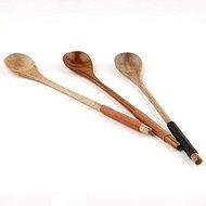 "B Long Handle Wooden Mixing Spoon Tie Wire Round Handle Ladle Stirring Spoon" shopping N5