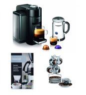 Nespresso Deluxe Coffee Maker (Black) w/ Aeroccino + Frother & Accessory Bundle N3