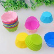 Gaosaili Reusable Nostick Cake Baking Silicone Cupcake Molds 12pcs Color Random N4