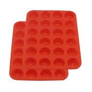 2 Pack - Mini Muffin Pan, 24 Cups Silicone Baking Tray by Suntake(Red) N4
