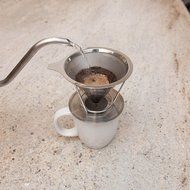 BOCHA - Pour Over Coffee Cone Dripper, Permanent and Reusable Stainless Steel Filter with Cup Stand