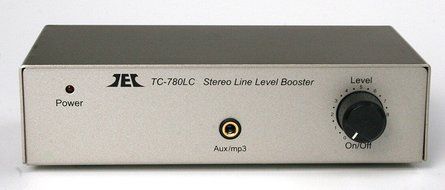 TCC TC-780LC SILVER Stereo Line Level Amp / Booster with iPod Jack; includes optional PREMIUM HIGH POWER AC Adaptor