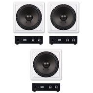 3 Acoustic Audio IWS10 In-Wall/Ceiling 10" Home Theater Passive Subwoofers and 3 Amplifiers IWS10A-3S