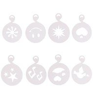 Christmas Designs PP Plastic Coffee Flowers Die Fancy Coffee Printing Template Model Milk Foam Spray Tool 8PCS... N27