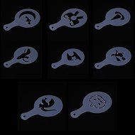 Christmas Designs PP Plastic Coffee Flowers Die Fancy Coffee Printing Template Model Milk Foam Spray Tool 8PCS... N31